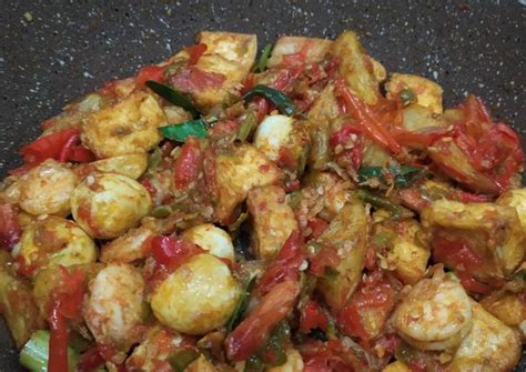 Resep Sambal Campur Campur Telur Puyuh Tahu Udang Dan Kentang Oleh