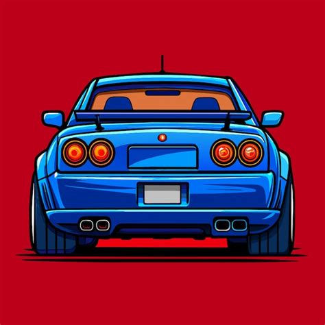 Nissan Skyline Gtr 34 Blue Vector Illustration Premium AI Generated