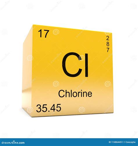 Chlorine Chemical Element Symbol From Periodic Table Stock Illustration