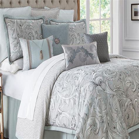 Farrah Aqua 4 Piece Reversible Comforter Set By Waterford Master Bedroom Comforter Sets