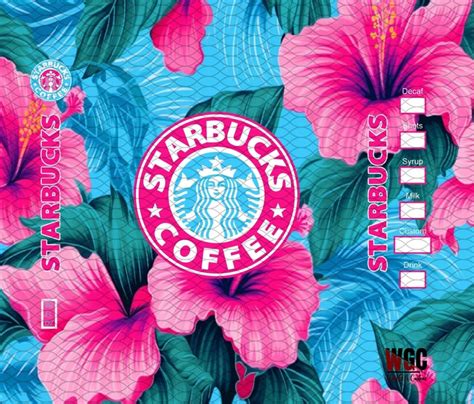 Starbucks Hibiscus Flower 20oz Seamless Skinny Tumbler Wrap Etsy