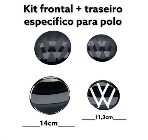 Emblema Frontal Traseiro Black Piano Fosco Volkswagen Polo Sc Auto