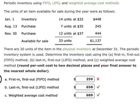 Solved Periodic Inventory Using Fifo Lifo And Weighted Chegg