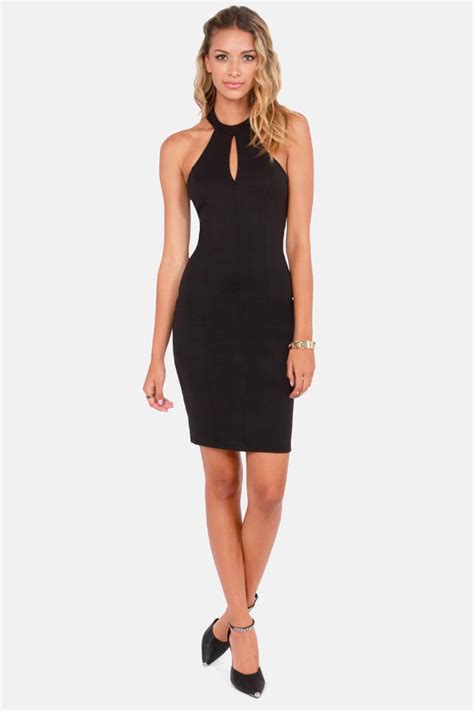 Sexy Black Dress Black Halter Dress Keyhole Dress Lulus