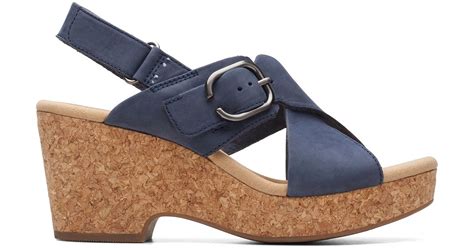 Clarks Giselle Dove Wedge Sandal In Blue Lyst