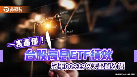 18檔台股高息etf今年來績效平均近10％！冠軍00919配息今入帳 平均可領近7千元