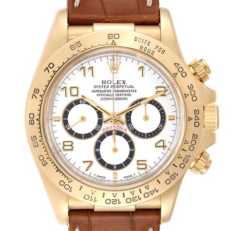 Rolex Daytona Yellow Gold White Dial Chronograph Mens Watch