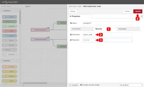 Node Red On Cm Maker Board Displaying Thermocouple Sensor Data