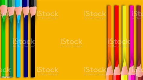 Colorful Pencils With Copy Space Isolated On Brown Background Education Frame Concept Vector