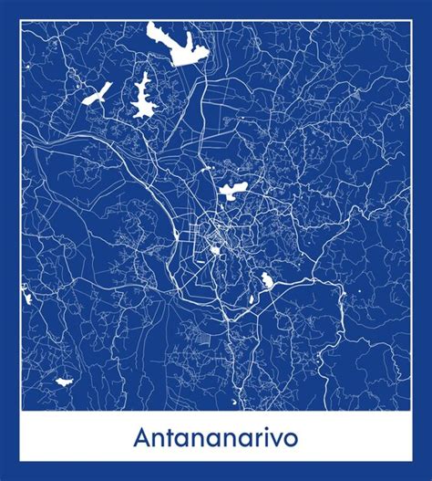 Antananarivo madagascar áfrica mapa de la ciudad impresión azul vector