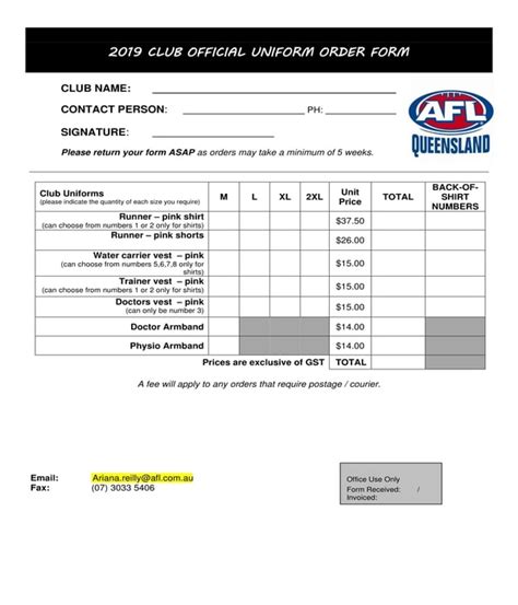 Free 12 Uniform Order Forms In Pdf Ms Word Excel