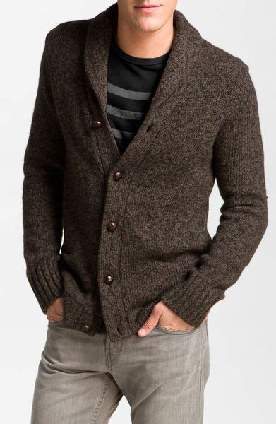 Vince Shawl Collar Cardigan In Brown For Men Weathered Brown Lyst