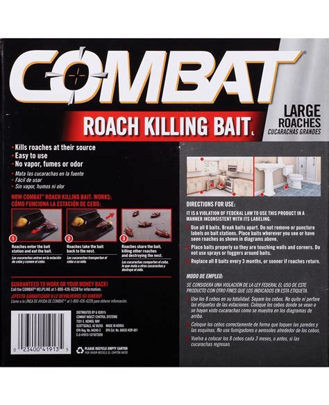 Combat Roach Killing Bait Large Roach Bait Station Kills The Nest 8 Count