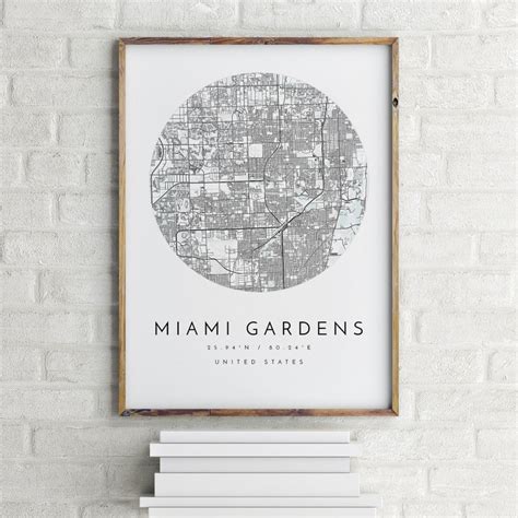 Miami Gardens Map Miami Gardens Florida City Map Home Town - Etsy