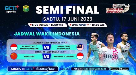 Link Live Streaming Semifinal Indonesia Open 2023 Hari Ini Ginting Dan