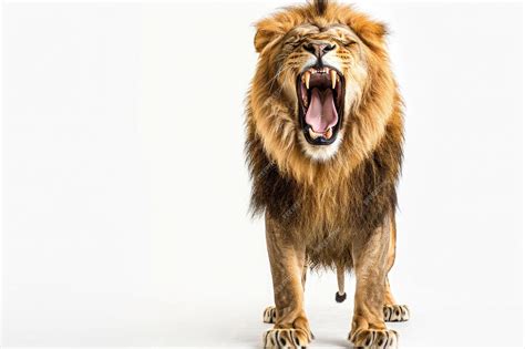 Premium Photo | A lion roaring isolated on a white background