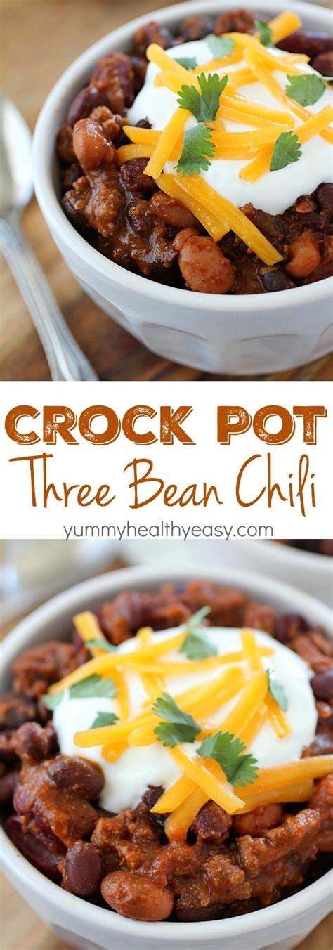 Crock Pot Three Bean Chili Yummy Healthy Easy