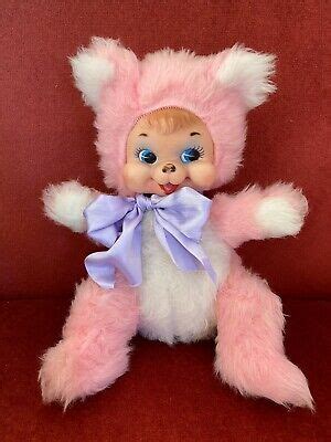 The Rushton Company Rubber Faced Teddy Bear Plush Doll Pink White 12