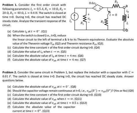 Problem Consider The First Order Circuit With Chegg