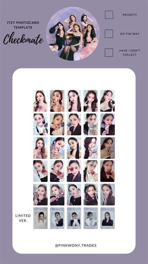 Itzy Checkmate Photocard Template