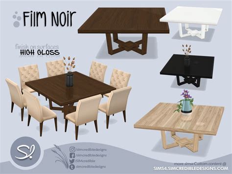 The Sims Resource Film Noir Dining Table 2x2