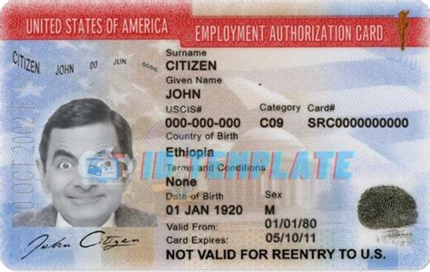 Usa Employment Authorization Id Card Template