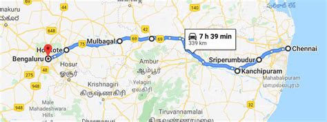 Chennai To Bangalore Road Map - Map