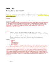 1 12 Unit 1 Test Docx Unit Test Principles Of Government Please Read