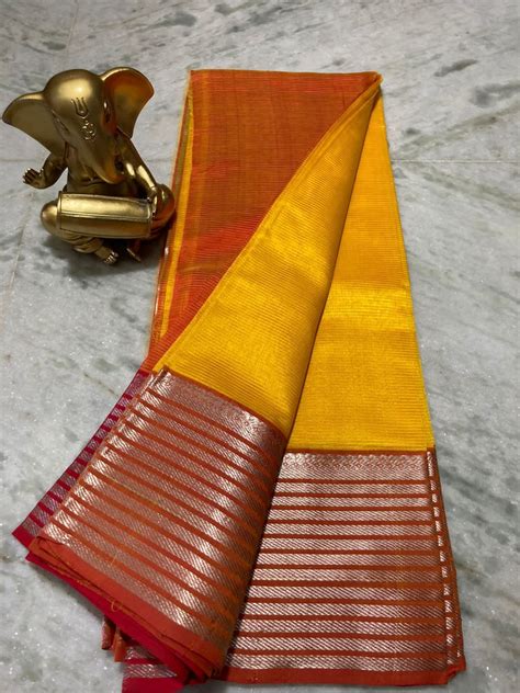 Mangalagiri Pure Pattu By Cotton 200k New Border Plain Pattu Sarees