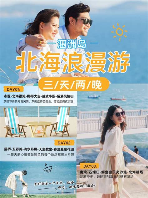 小清新实景风ins风暑期北海旅游攻略小红书封面美图设计室海报模板素材大全