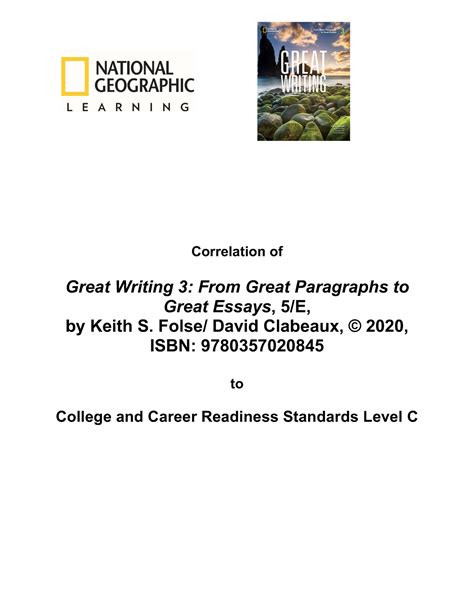 Gw3 Ccrsc Light Key Correlation Of Great Writing 3 From Great