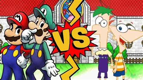 M U G E N Battles Mario Luigi Vs Phineas Ferb Super Mario Bros