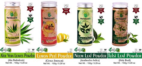 Herbtoniq Natural Aloevera Leaves Powder Lemon Peel Powder Neem