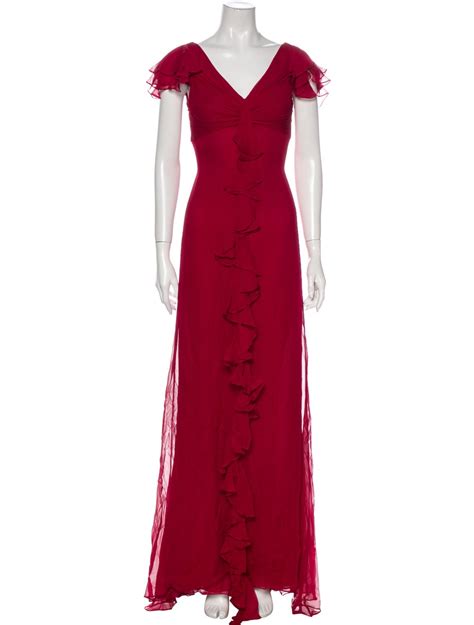 Marchesa Notte Silk Long Dress Red Dresses Clothing Wmh25400 The