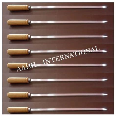 Silver Barbeque Stick With Wooden Handle For Tandoor Model Name