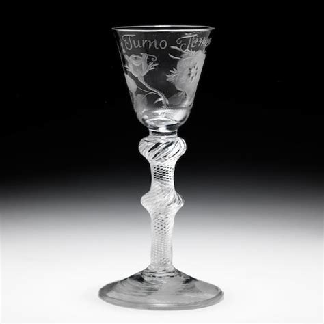 Bonhams A Rare Engraved Jacobite Airtwist Wine Glass Circa 1750