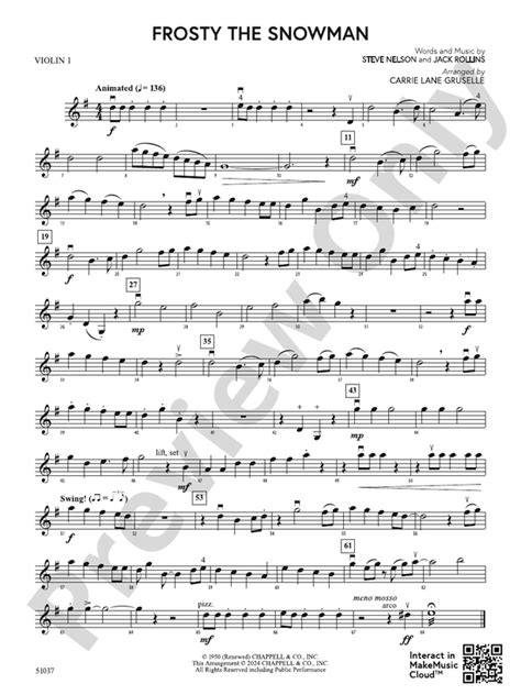 Frosty The Snowman St Violin St Violin Part Digital Sheet Music