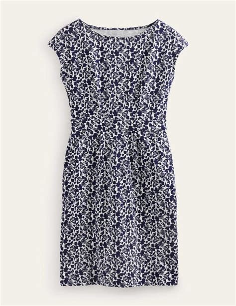 Florrie Jersey Dress French Navy Tulip Bloom Boden UK