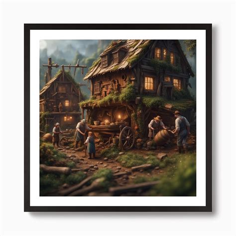 Village In The Woods 1 Art Print By Vernarrtheit Fy