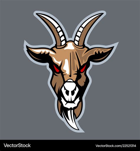 Front View Goat Head Cartoon Style Royalty Free Vector Image