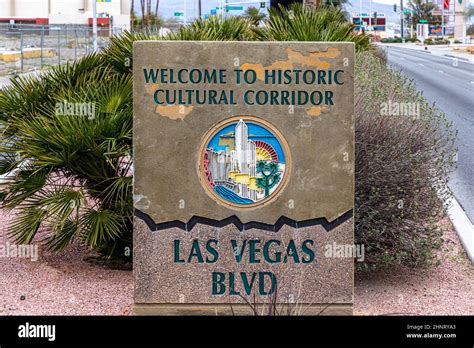 Signage Welcome To Historic Cultural Corridor In Las Vegas Stock Photo