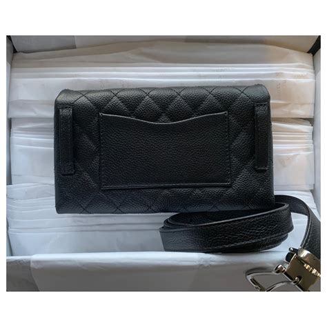 Sac Banane Uniforme Chanel Cuir Noir Ref Joli Closet