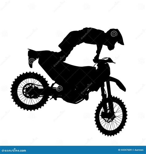 Black Silhouettes Motocross Rider On A Motorcycle Stock Vector Image