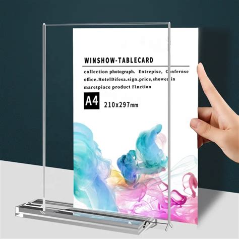 Acrylic Sign Holder A4 A5 A6 Acrylic T Shape Table Top Display Stand Bottom Load Acrylic Frame