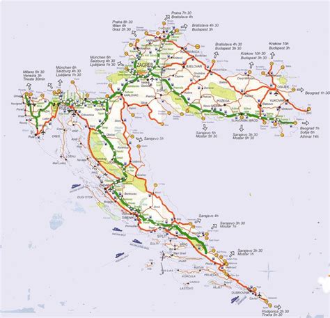 Croatia Roads Map Detailed Road Map Of Croatia Southern Europe Europe