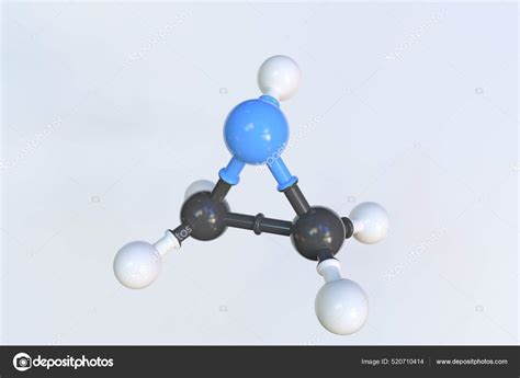 Molecule Of Aziridine Isolated Molecular Model 3d Rendering — Stock