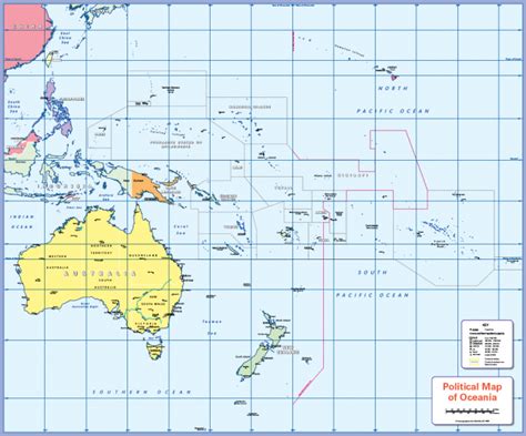 Colour Blind Friendly Political Map Of Oceania Cosmographics Ltd