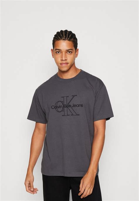 Calvin Klein Jeans Monologo Washed Tee Unisex T Shirt Print Washed Blackschwarz Zalandoat