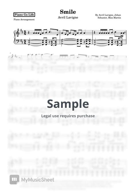 Avril Lavigne Smile Sheets By Piano Go Life