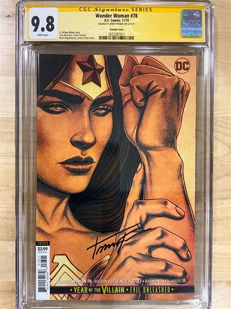 Wonder Woman Variant Cover Cgcss Signed By Jenny Frison Comic